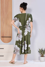 Stylish Picoting Maternity & Feeding Maxi Dress – Black & Grey Watercolour Floral Nursing Frock with Invisible Zipper & Frill Sleeves