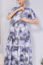 Women’s Maternity Maxi Frock – Soft & Smooth Rayon Fabric, Printed Design, Frilled Sleeves, Comfortable Pregnancy Wear Dress