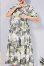 Women’s Maternity Maxi Frock – Soft & Smooth Rayon Fabric, Printed Design, Frilled Sleeves, Comfortable Pregnancy Wear Dress