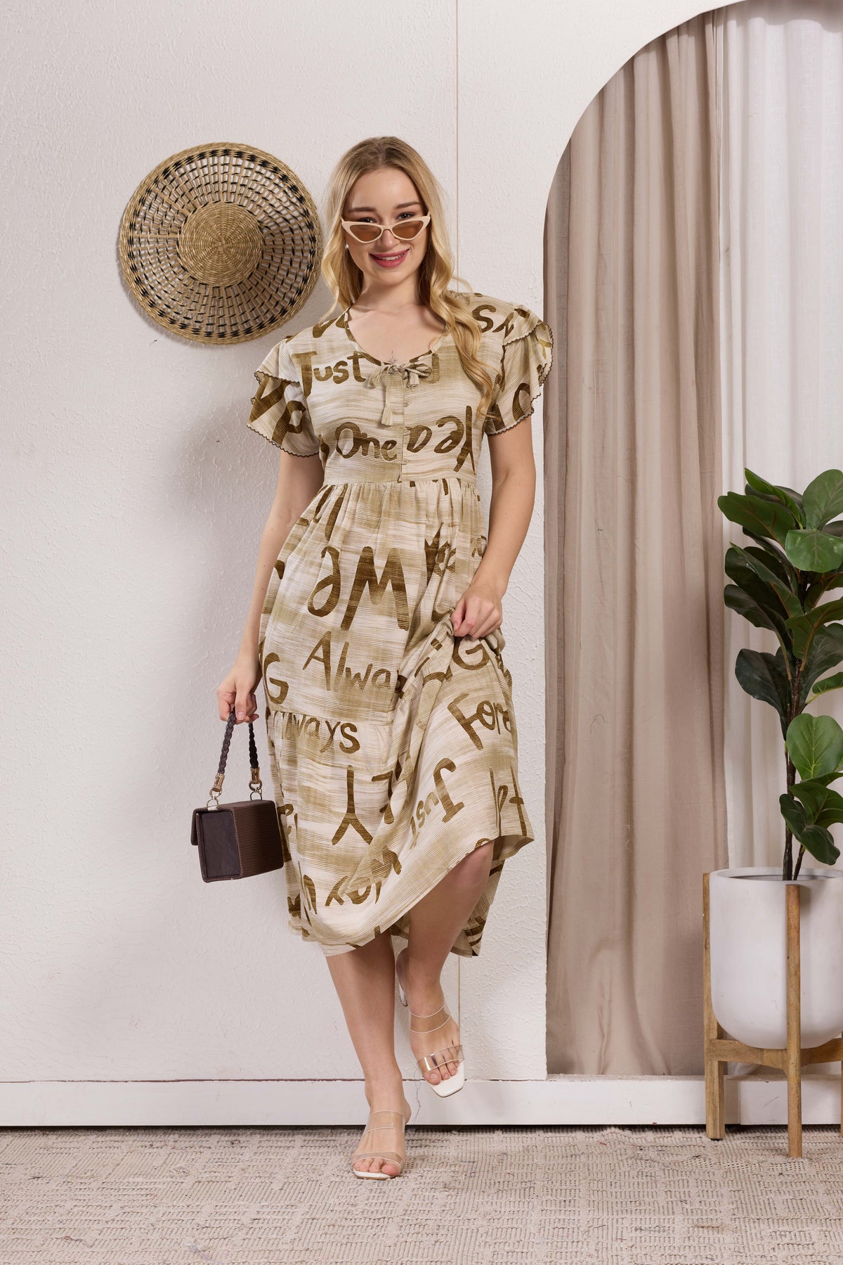 Rayon MAXI FROCK Model Nighties | Fancy Petal Sleeve | Fancy Neck & Side Pocket | Pleated Frock MAXI Style | Trendy Collection's for Stylish Women & Teenage Girl (PSG-H)