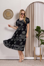 Rayon MAXI FROCK Model Nighties | Fancy Petal Sleeve | Fancy Neck & Side Pocket | Pleated Frock MAXI Style | Trendy Collection's for Stylish Women & Teenage Girl (PSG-H)