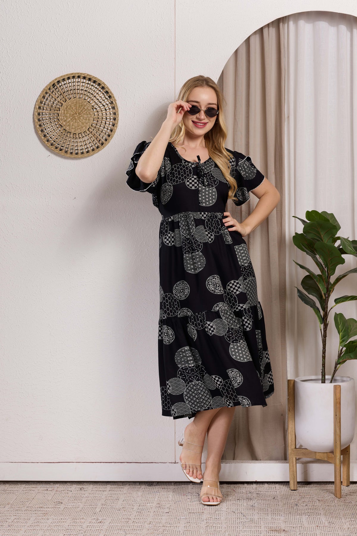 Rayon MAXI FROCK Model Nighties | Fancy Petal Sleeve | Fancy Neck & Side Pocket | Pleated Frock MAXI Style | Trendy Collection's for Stylish Women & Teenage Girl (PSG-H)
