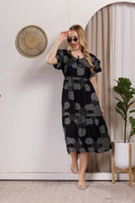 Rayon MAXI FROCK Model Nighties | Fancy Petal Sleeve | Fancy Neck & Side Pocket | Pleated Frock MAXI Style | Trendy Collection's for Stylish Women & Teenage Girl (PSG-H)