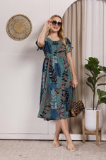 Rayon MAXI FROCK Model Nighties | Fancy Petal Sleeve | Fancy Neck & Side Pocket | Pleated Frock MAXI Style | Trendy Collection's for Stylish Women & Teenage Girl (PSG-H)