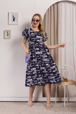 Rayon MAXI FROCK Model Nighties | Fancy Petal Sleeve | Fancy Neck & Side Pocket | Pleated Frock MAXI Style | Trendy Collection's for Stylish Women & Teenage Girl (PSG-H)