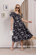Rayon MAXI FROCK Model Nighties | Fancy Petal Sleeve | Fancy Neck & Side Pocket | Pleated Frock MAXI Style | Trendy Collection's for Stylish Women & Teenage Girl (PSG-H)