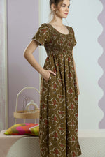 ALPINE Smocking Nighty | Beautiful Pleated Design | Side Pocket | Stylish Nighty for Trendy Women's | Your Perfect Nightwear Collection's (SAP)