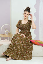 ALPINE Smocking Nighty | Beautiful Pleated Design | Side Pocket | Stylish Nighty for Trendy Women's | Your Perfect Nightwear Collection's (SAP)