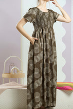 ALPINE Smocking Nighty | Beautiful Pleated Design | Side Pocket | Stylish Nighty for Trendy Women's | Your Perfect Nightwear Collection's (SAP)