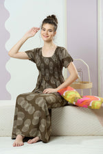 ALPINE Smocking Nighty | Beautiful Pleated Design | Side Pocket | Stylish Nighty for Trendy Women's | Your Perfect Nightwear Collection's (SAP)