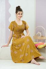 ALPINE Smocking Nighty | Beautiful Pleated Design | Side Pocket | Stylish Nighty for Trendy Women's | Your Perfect Nightwear Collection's (SAP)