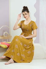 ALPINE Smocking Nighty | Beautiful Pleated Design | Side Pocket | Stylish Nighty for Trendy Women's | Your Perfect Nightwear Collection's (SAP)