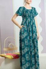 ALPINE Smocking Nighty | Beautiful Pleated Design | Side Pocket | Stylish Nighty for Trendy Women's | Your Perfect Nightwear Collection's (SAP)