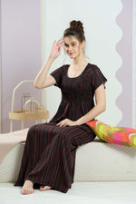 ALPINE Smocking Nighty | Beautiful Pleated Design | Side Pocket | Stylish Nighty for Trendy Women's | Your Perfect Nightwear Collection's (SAP)