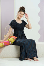 ALPINE Smocking Nighty | Beautiful Pleated Design | Side Pocket | Stylish Nighty for Trendy Women's | Your Perfect Nightwear Collection's (SAP)