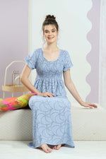 ALPINE Smocking Nighty | Beautiful Pleated Design | Side Pocket | Stylish Nighty for Trendy Women's | Your Perfect Nightwear Collection's (SAP)