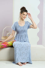 ALPINE Smocking Nighty | Beautiful Pleated Design | Side Pocket | Stylish Nighty for Trendy Women's | Your Perfect Nightwear Collection's (SAP)