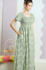 ALPINE Smocking Nighty | Beautiful Pleated Design | Side Pocket | Stylish Nighty for Trendy Women's | Your Perfect Nightwear Collection's (SAP)