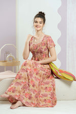 ALPINE Smocking Nighty | Beautiful Pleated Design | Side Pocket | Stylish Nighty for Trendy Women's | Your Perfect Nightwear Collection's (SAP)