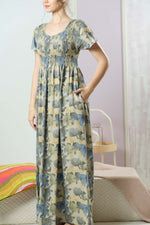 ALPINE Smocking Nighty | Beautiful Pleated Design | Side Pocket | Stylish Nighty for Trendy Women's | Your Perfect Nightwear Collection's (SAP)