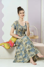 ALPINE Smocking Nighty | Beautiful Pleated Design | Side Pocket | Stylish Nighty for Trendy Women's | Your Perfect Nightwear Collection's (SAP)