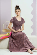 ALPINE Smocking Nighty | Beautiful Pleated Design | Side Pocket | Stylish Nighty for Trendy Women's | Your Perfect Nightwear Collection's (SAP)