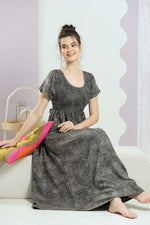 ALPINE Smocking Nighty | Beautiful Pleated Design | Side Pocket | Stylish Nighty for Trendy Women's | Your Perfect Nightwear Collection's (SAP)