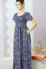 ALPINE Smocking Nighty | Beautiful Pleated Design | Side Pocket | Stylish Nighty for Trendy Women's | Your Perfect Nightwear Collection's (SAP)