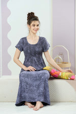 ALPINE Smocking Nighty | Beautiful Pleated Design | Side Pocket | Stylish Nighty for Trendy Women's | Your Perfect Nightwear Collection's (SAP)