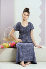 ALPINE Smocking Nighty | Beautiful Pleated Design | Side Pocket | Stylish Nighty for Trendy Women's | Your Perfect Nightwear Collection's (SAP)