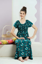 ALPINE Smocking Nighty | Beautiful Pleated Design | Side Pocket | Stylish Nighty for Trendy Women's | Your Perfect Nightwear Collection's (SAP)