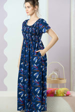 ALPINE Smocking Nighty | Beautiful Pleated Design | Side Pocket | Stylish Nighty for Trendy Women's | Your Perfect Nightwear Collection's (SAP)