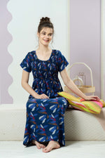 ALPINE Smocking Nighty | Beautiful Pleated Design | Side Pocket | Stylish Nighty for Trendy Women's | Your Perfect Nightwear Collection's (SAP)