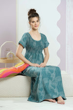 ALPINE Smocking Nighty | Beautiful Pleated Design | Side Pocket | Stylish Nighty for Trendy Women's | Your Perfect Nightwear Collection's (SAP)