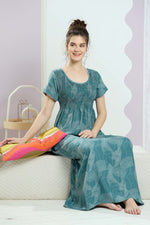 ALPINE Smocking Nighty | Beautiful Pleated Design | Side Pocket | Stylish Nighty for Trendy Women's | Your Perfect Nightwear Collection's (SAP)