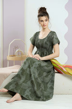 ALPINE Smocking Nighty | Beautiful Pleated Design | Side Pocket | Stylish Nighty for Trendy Women's | Your Perfect Nightwear Collection's (SAP)