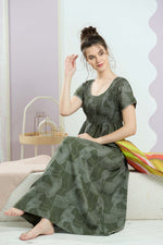 ALPINE Smocking Nighty | Beautiful Pleated Design | Side Pocket | Stylish Nighty for Trendy Women's | Your Perfect Nightwear Collection's (SAP)