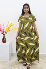 MANGAI New Regular Fit Cotton Printed Nighties - All Over Printed Stylish Nightwear for Stylish Women | Side Cut Pocket | Beautiful Nighties for Stylish Women's | Colourful Printed Cotton Nighties (SLB)