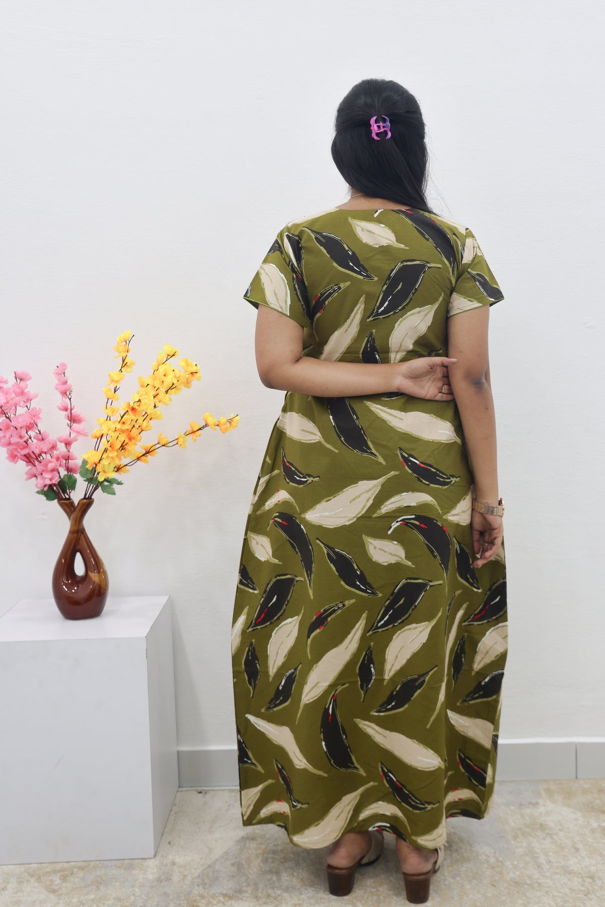 MANGAI New Regular Fit Cotton Printed Nighties - All Over Printed Stylish Nightwear for Stylish Women | Side Cut Pocket | Beautiful Nighties for Stylish Women's | Colourful Printed Cotton Nighties (SLB)