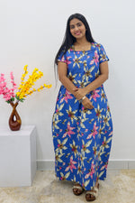 MANGAI New Regular Fit Cotton Printed Nighties - All Over Printed Stylish Nightwear for Stylish Women | Side Cut Pocket | Beautiful Nighties for Stylish Women's | Colourful Printed Cotton Nighties (SLB)