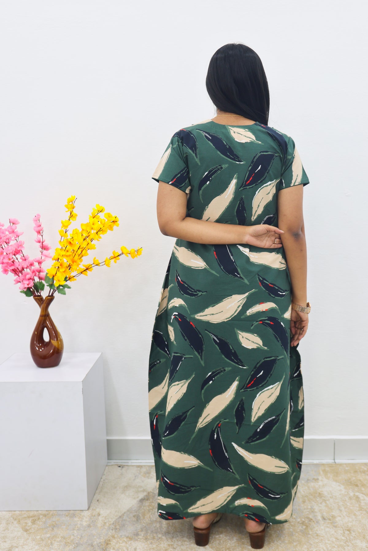 MANGAI New Regular Fit Cotton Printed Nighties - All Over Printed Stylish Nightwear for Stylish Women | Side Cut Pocket | Beautiful Nighties for Stylish Women's | Colourful Printed Cotton Nighties (SLB)