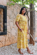 Rayon Colourful Foil Printing Gathering Frock Model Nighties | Side Pocket and Gathering Front Rope | Fancy Sleeve & Maxi Frock Nightwear for Stylish Women's (FGF)