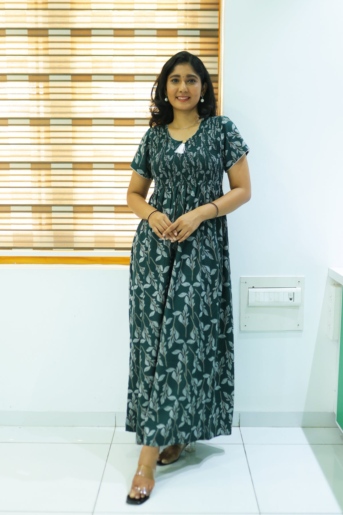 ALPINE Free Size Smocking Nighty | Beautiful Pleated Design | Side Pocket | Elastic Stretchable Model | Stylish Nighty for Trendy Women's(ALS-FS)