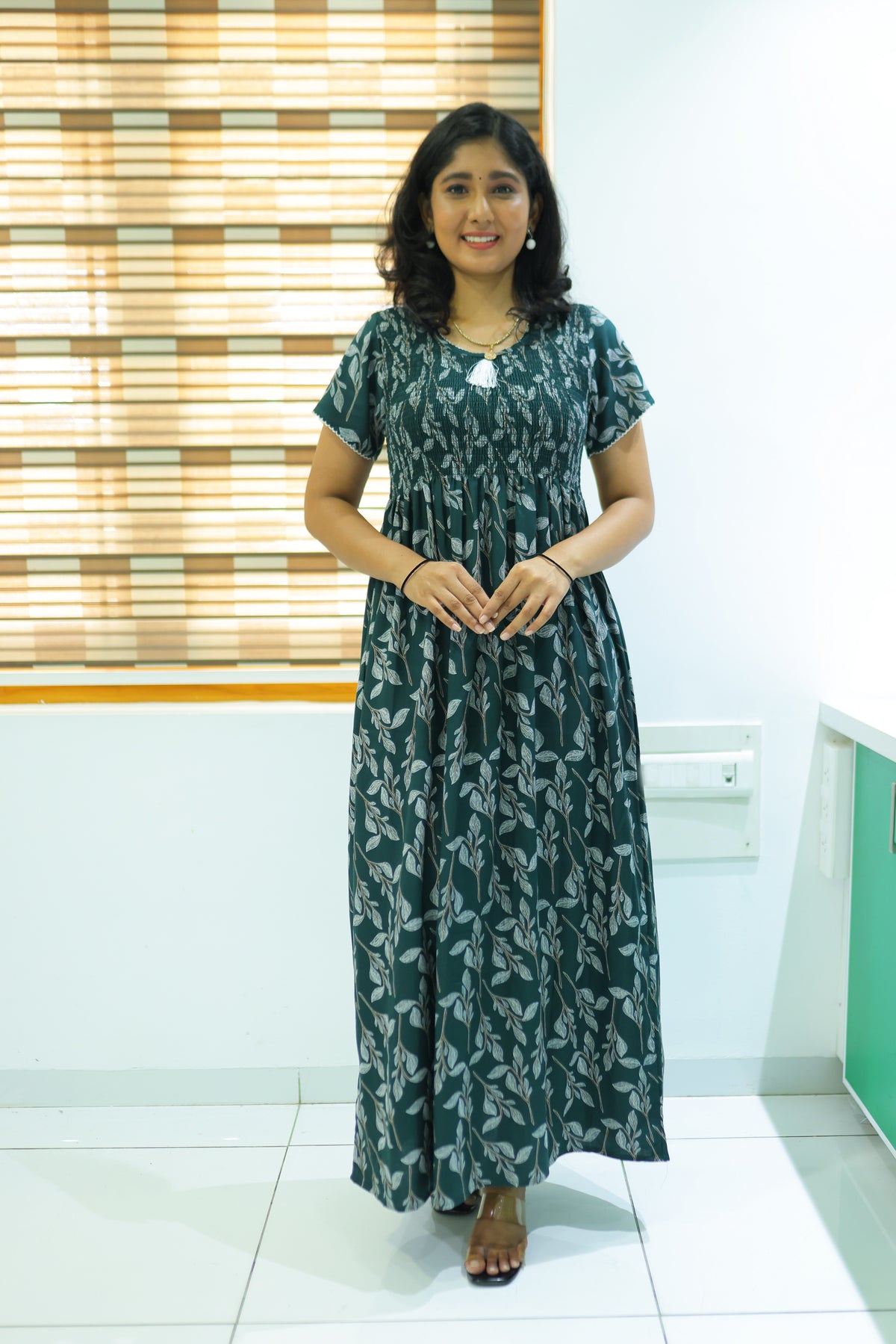 ALPINE Free Size Smocking Nighty | Beautiful Pleated Design | Side Pocket | Elastic Stretchable Model | Stylish Nighty for Trendy Women's(ALS-FS)