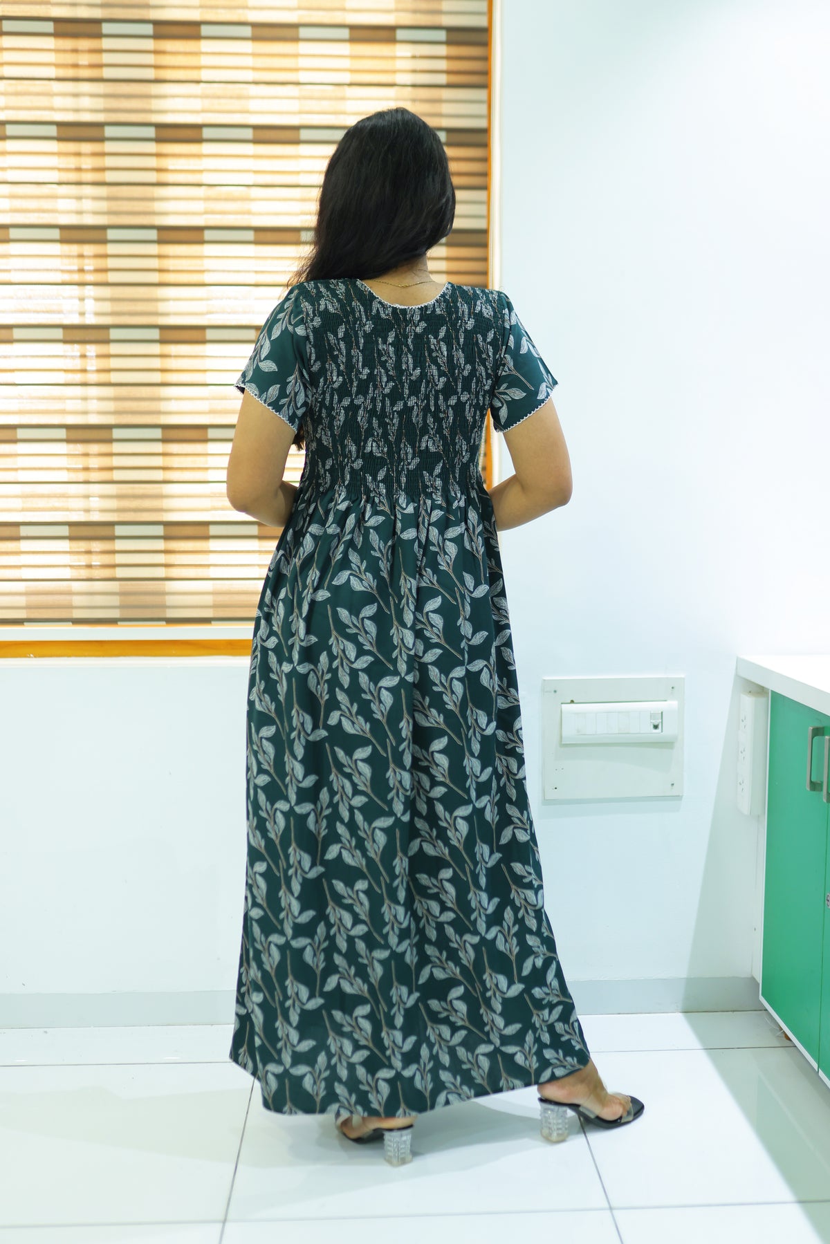 ALPINE Free Size Smocking Nighty | Beautiful Pleated Design | Side Pocket | Elastic Stretchable Model | Stylish Nighty for Trendy Women's(ALS-FS)