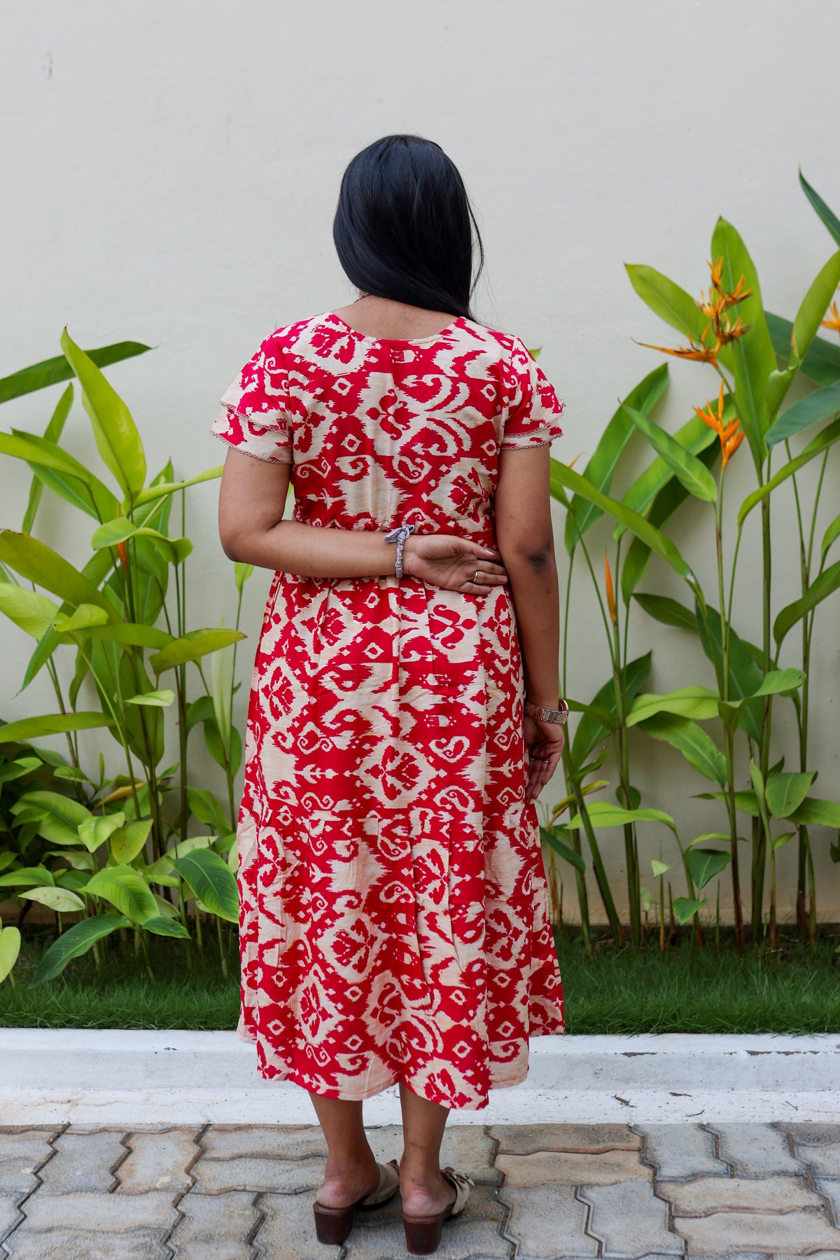 Rayon Colourful Foil Printing Gathering Frock Model Nighties | Side Pocket and Gathering Front Rope | Fancy Sleeve & Maxi Frock Nightwear for Stylish Women's (FGF)