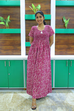 ALPINE Free Size Smocking Nighty | Beautiful Pleated Design | Side Pocket | Elastic Stretchable Model | Stylish Nighty for Trendy Women's(ALS-FS)