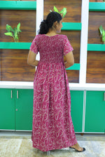 ALPINE Free Size Smocking Nighty | Beautiful Pleated Design | Side Pocket | Elastic Stretchable Model | Stylish Nighty for Trendy Women's(ALS-FS)