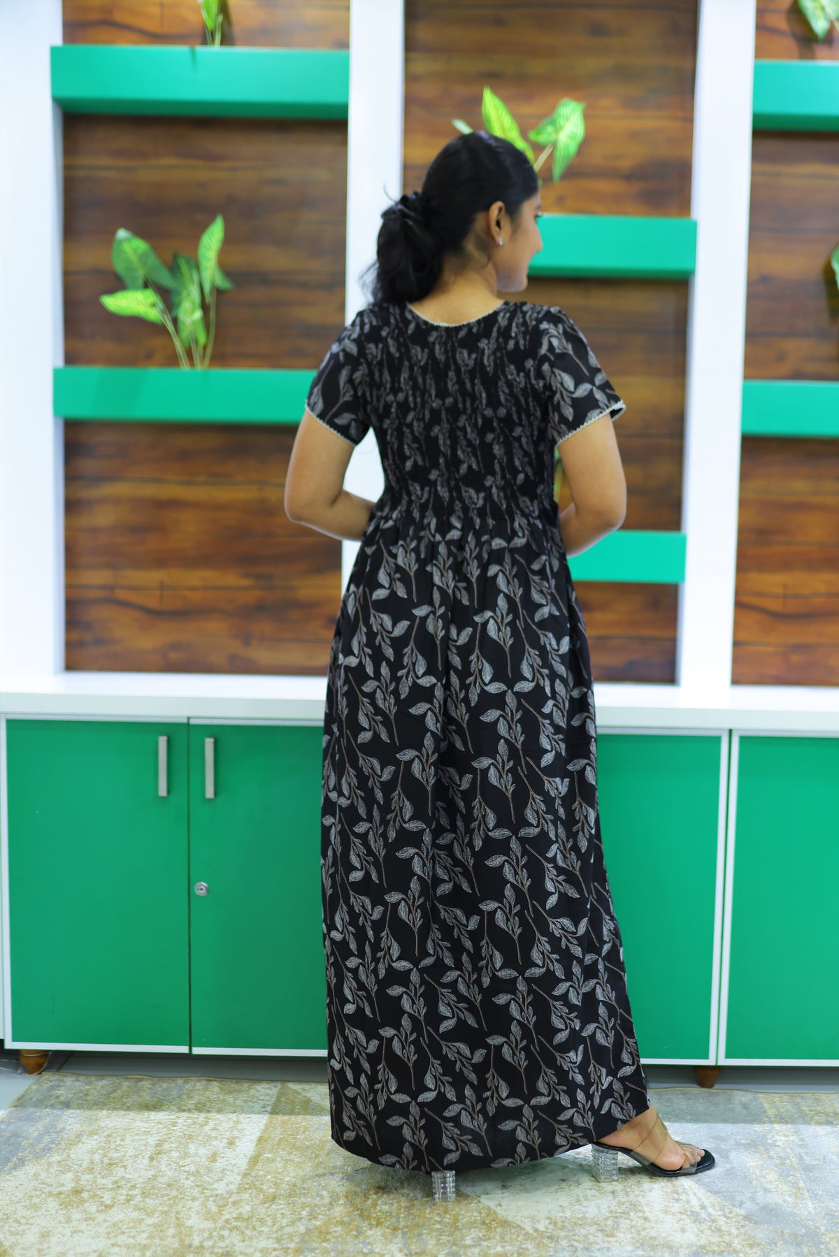 ALPINE Free Size Smocking Nighty | Beautiful Pleated Design | Side Pocket | Elastic Stretchable Model | Stylish Nighty for Trendy Women's(ALS-FS)