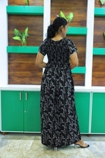 ALPINE Free Size Smocking Nighty | Beautiful Pleated Design | Side Pocket | Elastic Stretchable Model | Stylish Nighty for Trendy Women's(ALS-FS)